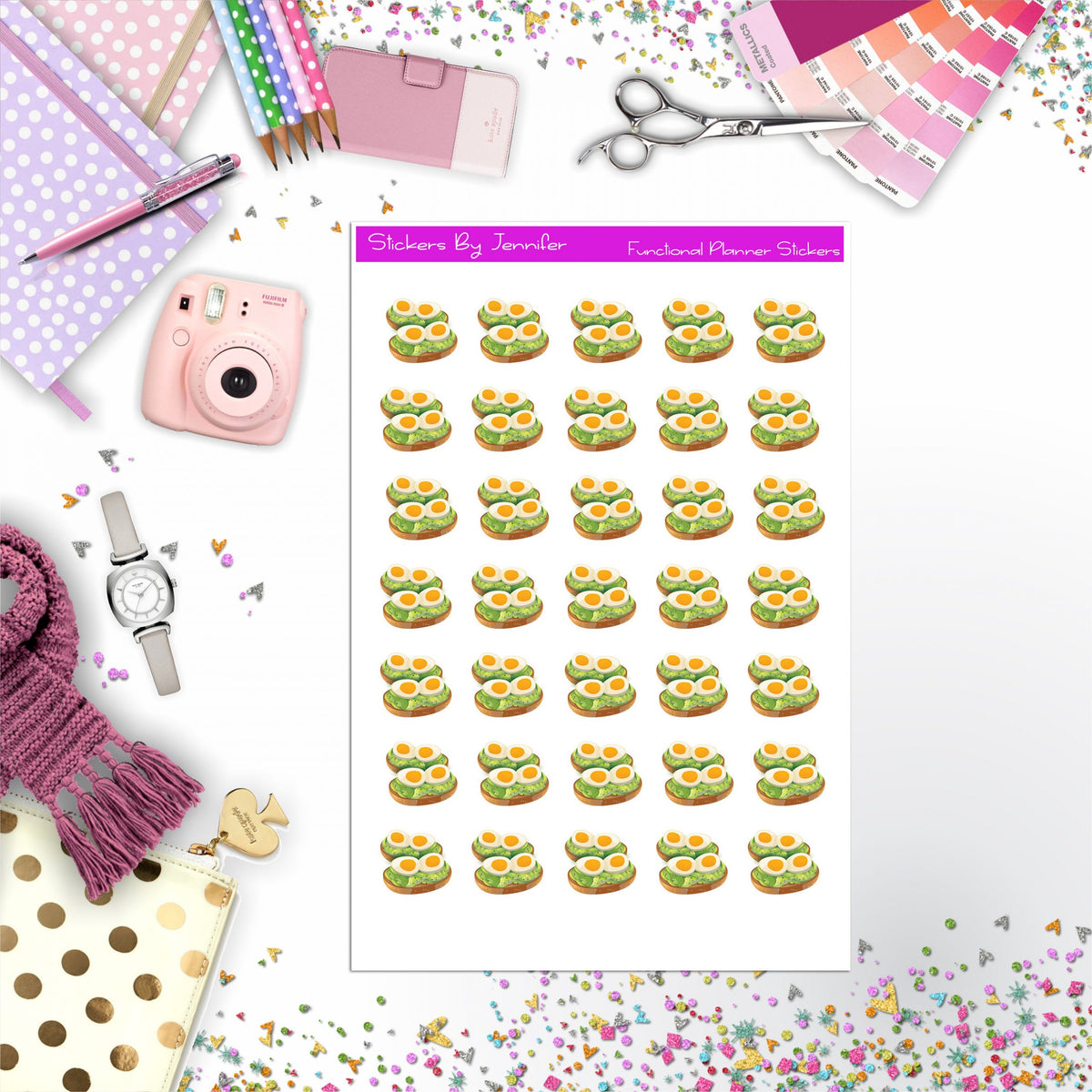 Avocado Egg Toast Planner Stickers