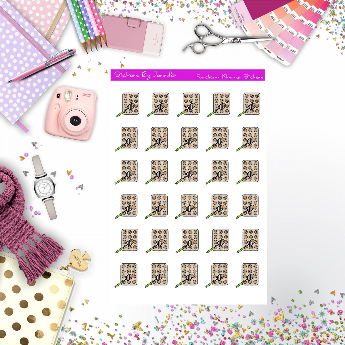 Baking Cookies Stickers, Planner Stickers, Journal Stickers, Functional Planner Stickers, Stationary Stickers