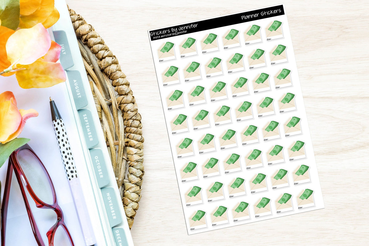 Bill Due Planner Stickers, Bullet Journal Stickers, Functional Planner Stickers, Stationary Stickers