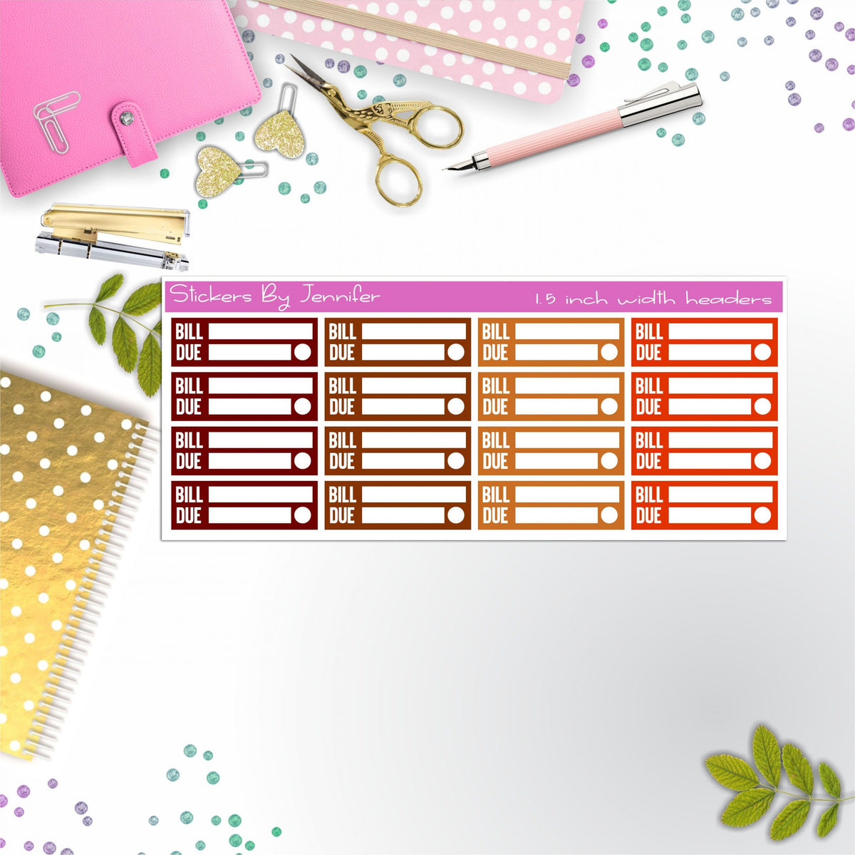 Bill Due Quarter Boxes Planner Stickers, Journal Stickers, Functional Planner Stickers, Stationary Stickers