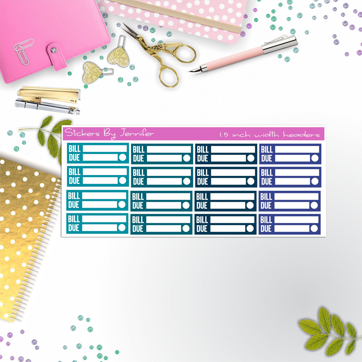 Bill Due Quarter Boxes Planner Stickers, Journal Stickers, Functional Planner Stickers, Stationary Stickers