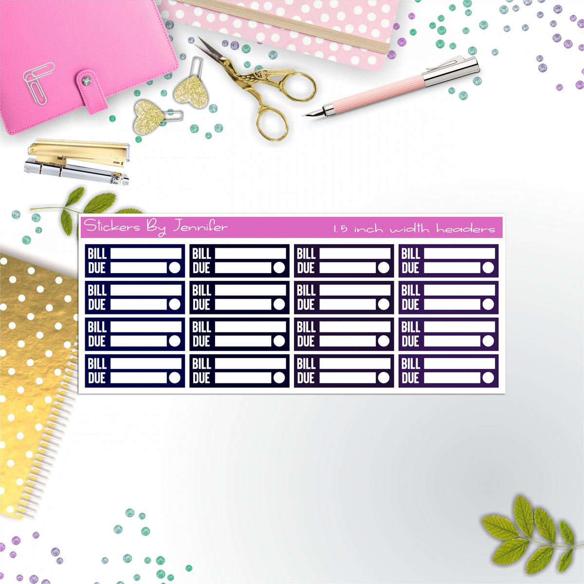 Bill Due Quarter Boxes Planner Stickers, Journal Stickers, Functional Planner Stickers, Stationary Stickers