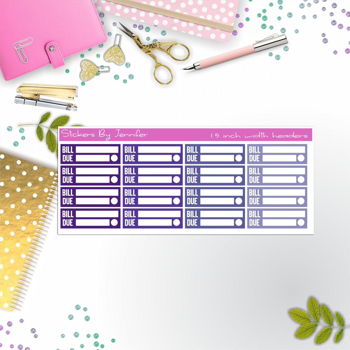 Bill Due Quarter Boxes Planner Stickers, Journal Stickers, Functional Planner Stickers, Stationary Stickers