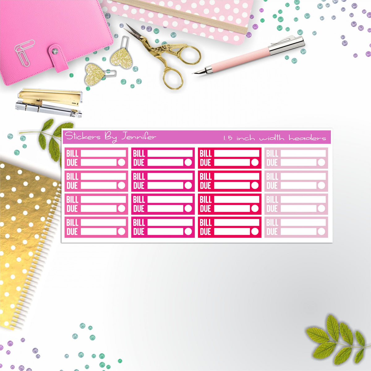 Bill Due Quarter Boxes Planner Stickers, Journal Stickers, Functional Planner Stickers, Stationary Stickers