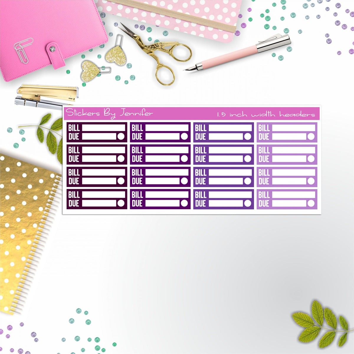 Bill Due Quarter Boxes Planner Stickers, Journal Stickers, Functional Planner Stickers, Stationary Stickers