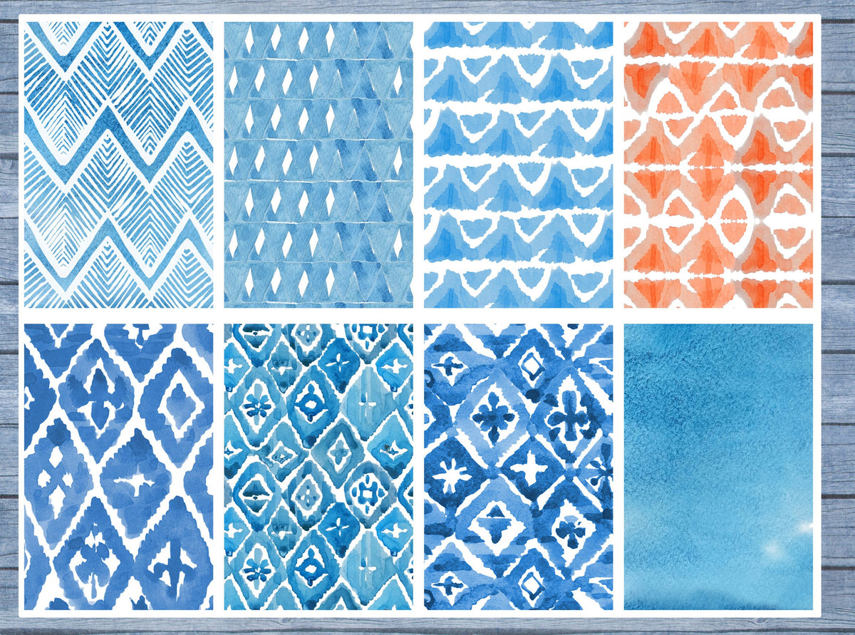 Blue Orange Patterns Full Box Planner Stickers, Big Happy Planner, Erin Condren, Classic Happy Planner