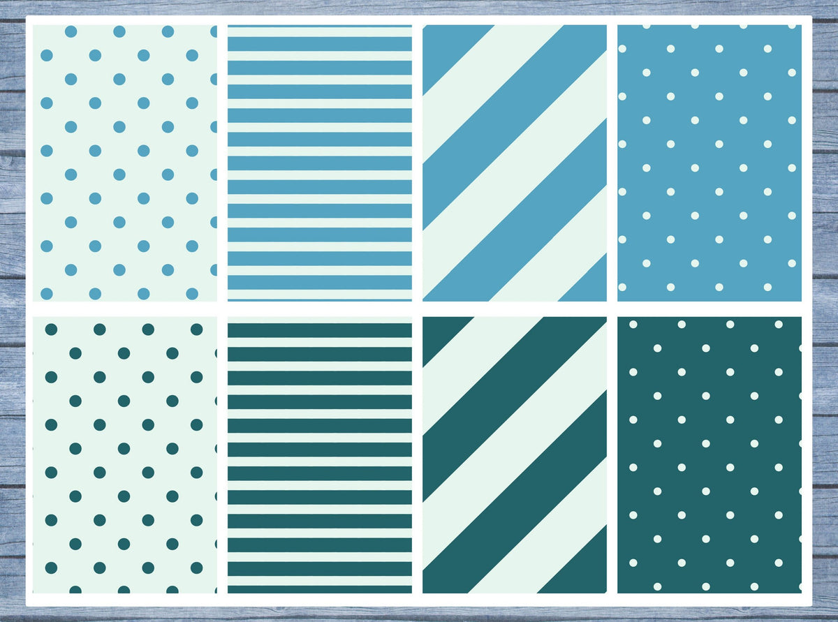 Blue Pattern Full Box Planner Stickers, Big Happy Planner, Erin Condren, Classic Happy Planner