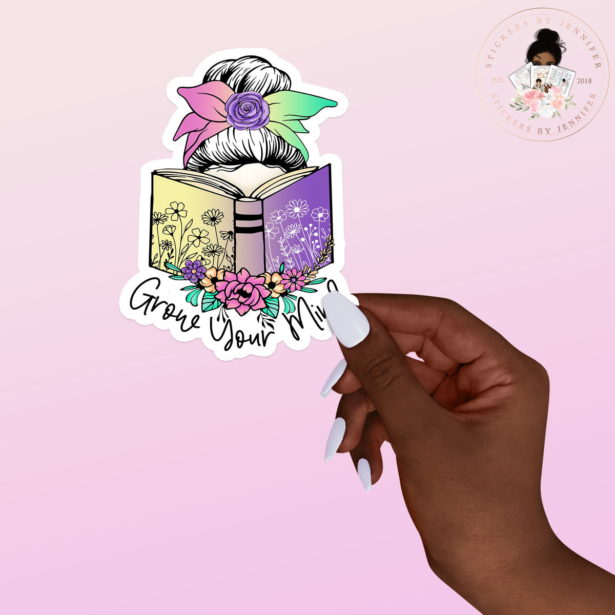 Books Grow Your Mind Vinyl Sticker