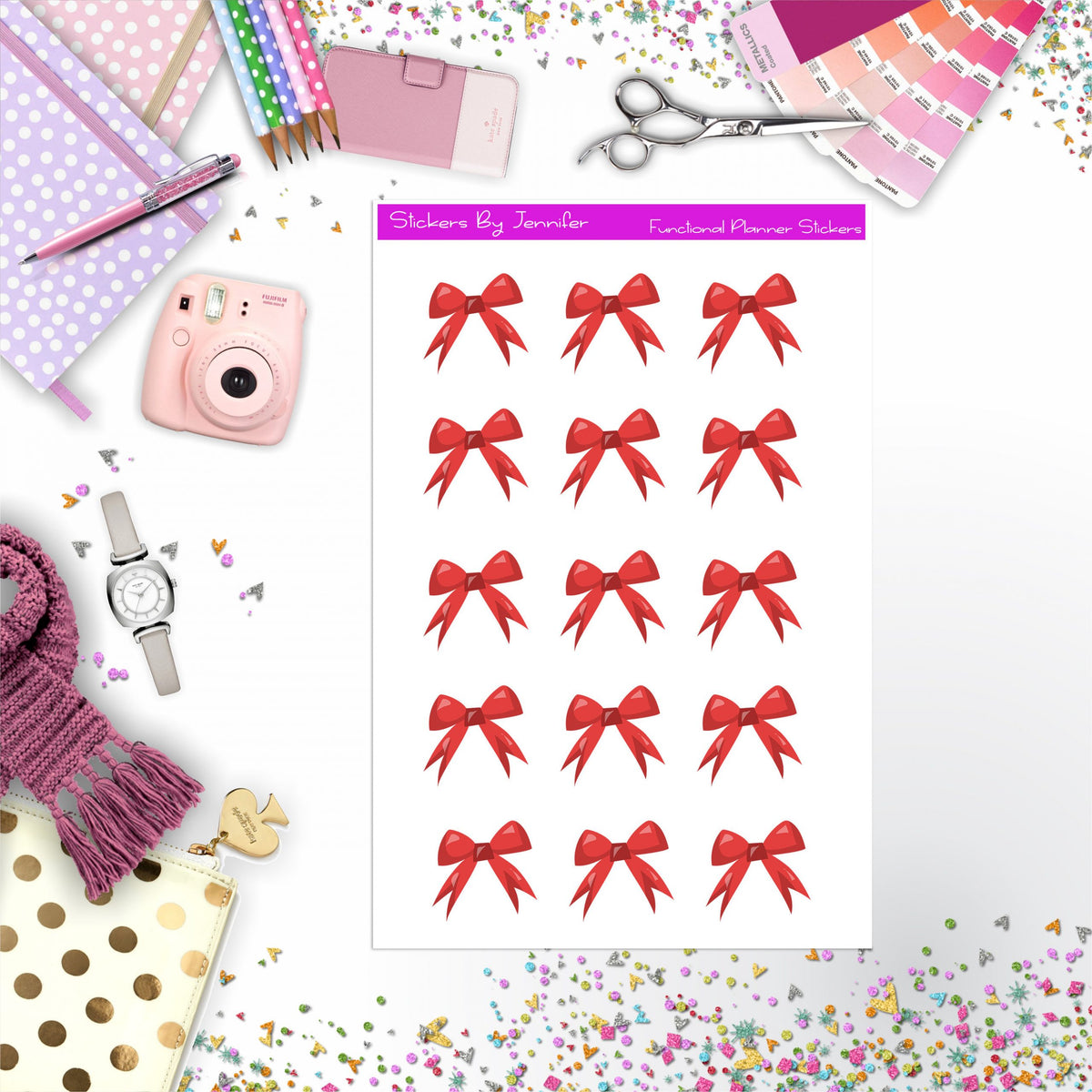Bow Stickers, Planner Stickers, Journal Stickers, Functional Planner Stickers, Stationary Stickers