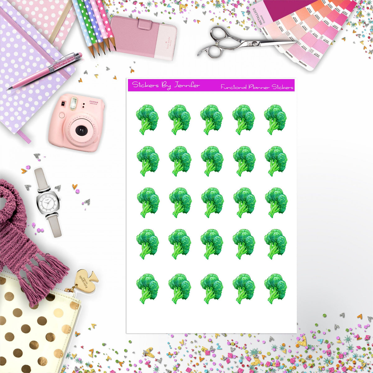 Broccoli Stickers, Planner Stickers, Journal Stickers, Functional Planner Stickers, Stationary Stickers