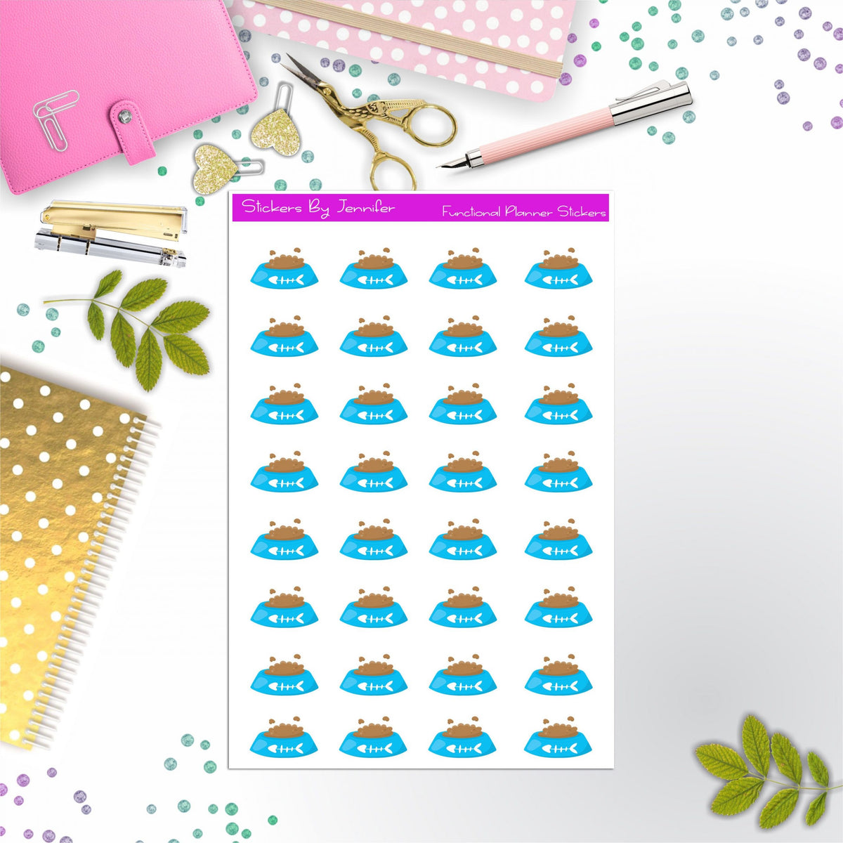 Cat Food Bowl Planner Stickers