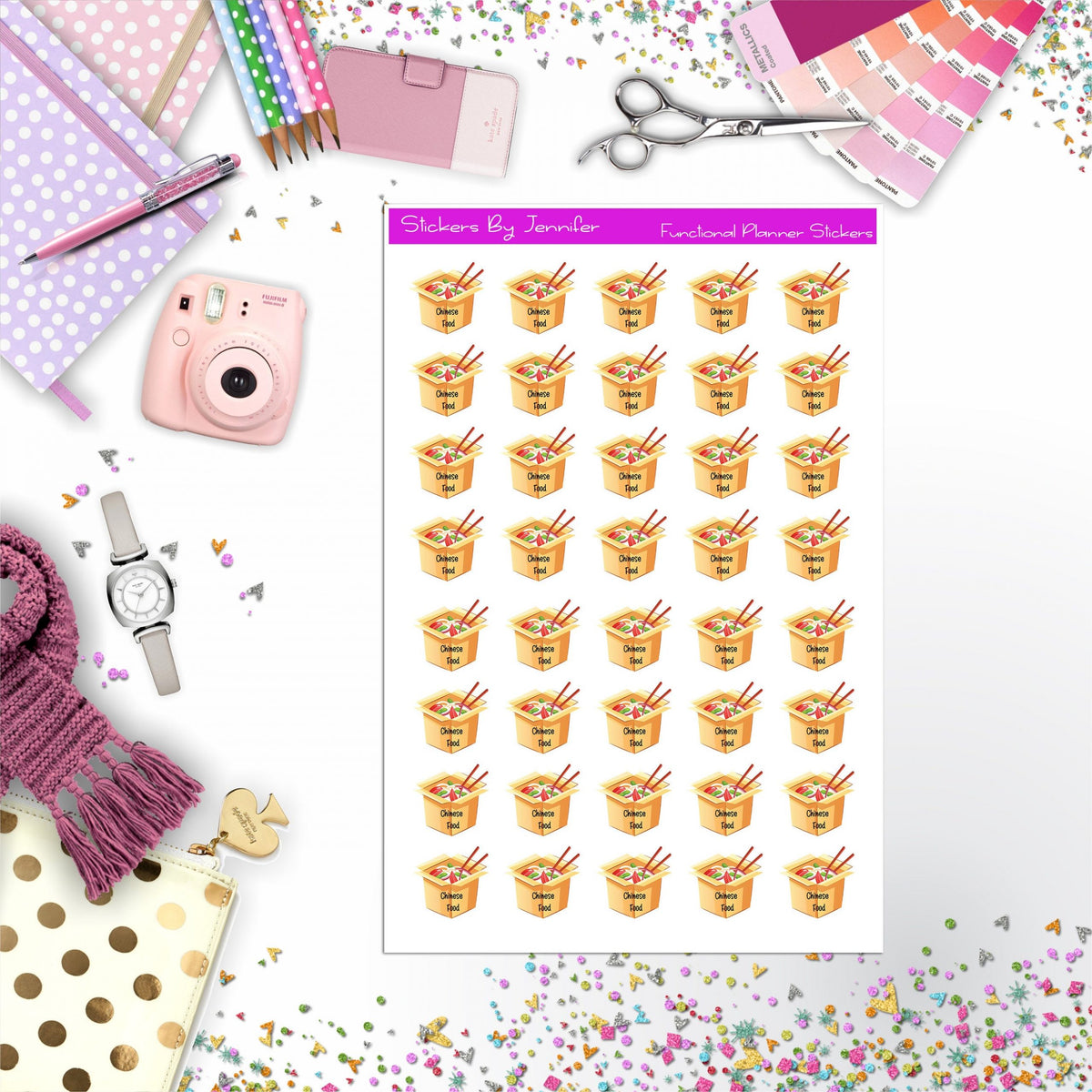 Chinese Food, Fast Food Planner Stickers