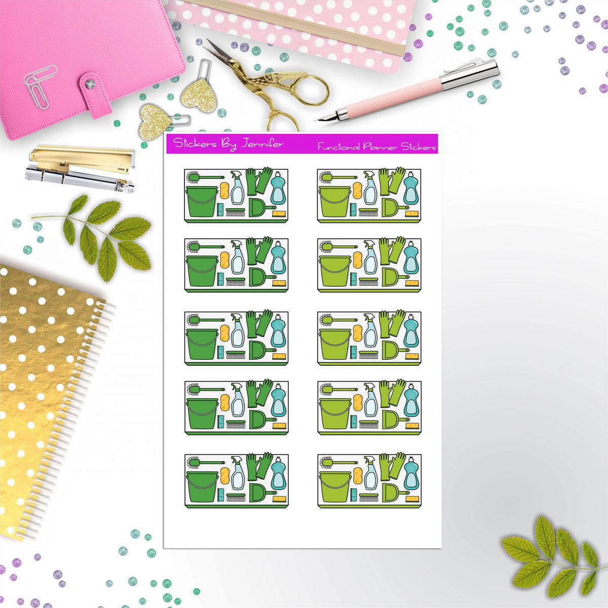 Cleaning Flat lay Planner Stickers