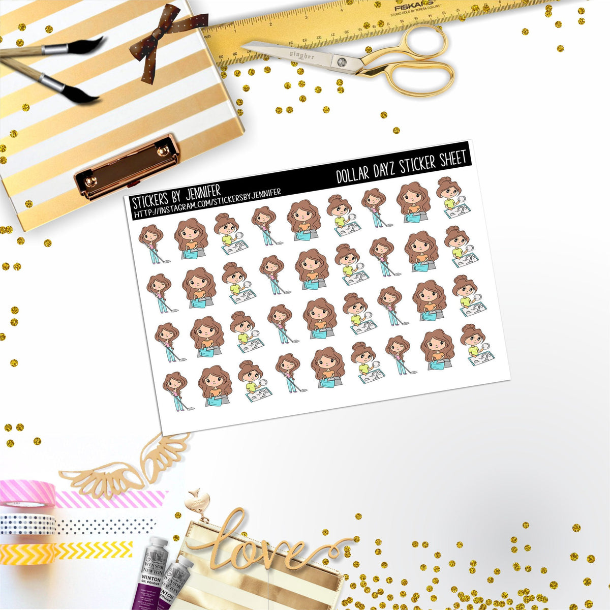 Cleaning Mini DD007, Planner Stickers, Bullet Journal, Functional Planner Stickers, Stationary Stickers