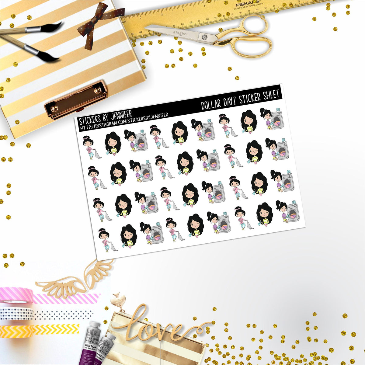 Cleaning Mini DD011, Planner Stickers, Bullet Journal, Functional Planner Stickers, Stationary Stickers