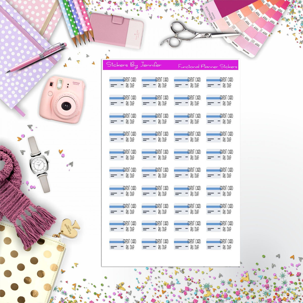 Credit Card Bill Due Planner Stickers