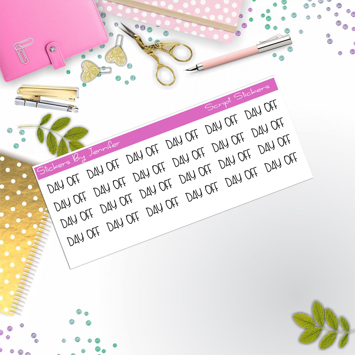 Day Off Script Stickers, Typography Stickers, Planner Stickers