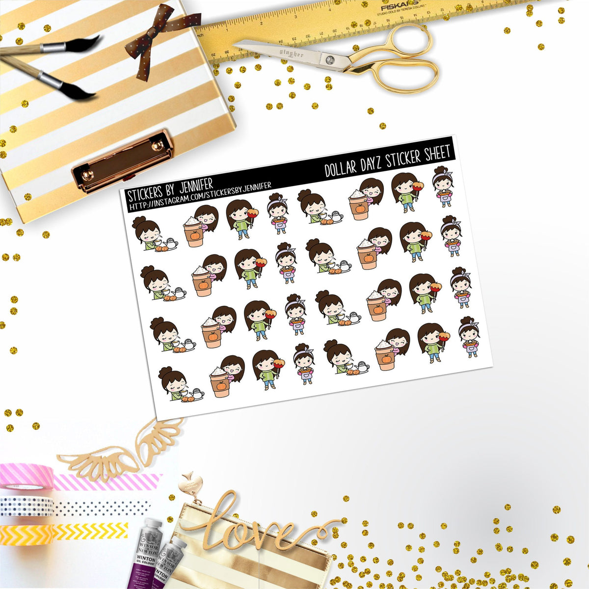 Deco Mini DD205, Planner Stickers, Bullet Journal, Functional Planner Stickers, Stationary Stickers