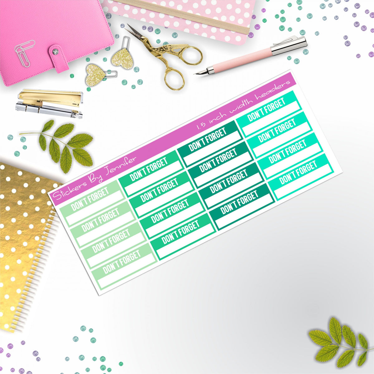 Don't Forget Quarter Boxes Planner Stickers, Journal Stickers, Functional Planner Stickers, Stationary Stickers