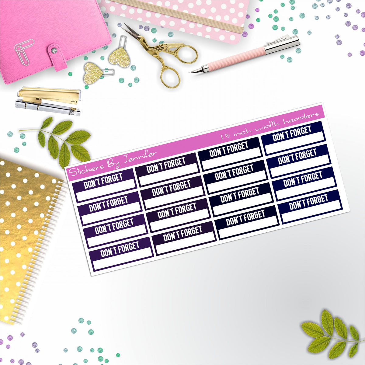 Don't Forget Quarter Boxes Planner Stickers, Journal Stickers, Functional Planner Stickers, Stationary Stickers