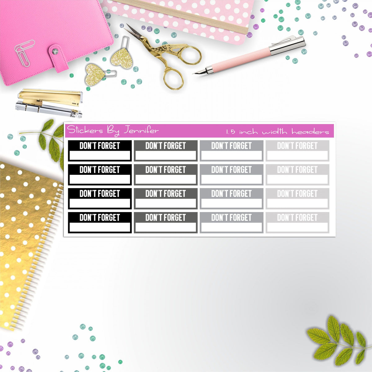 Don't Forget Quarter Boxes Planner Stickers, Journal Stickers, Functional Planner Stickers, Stationary Stickers