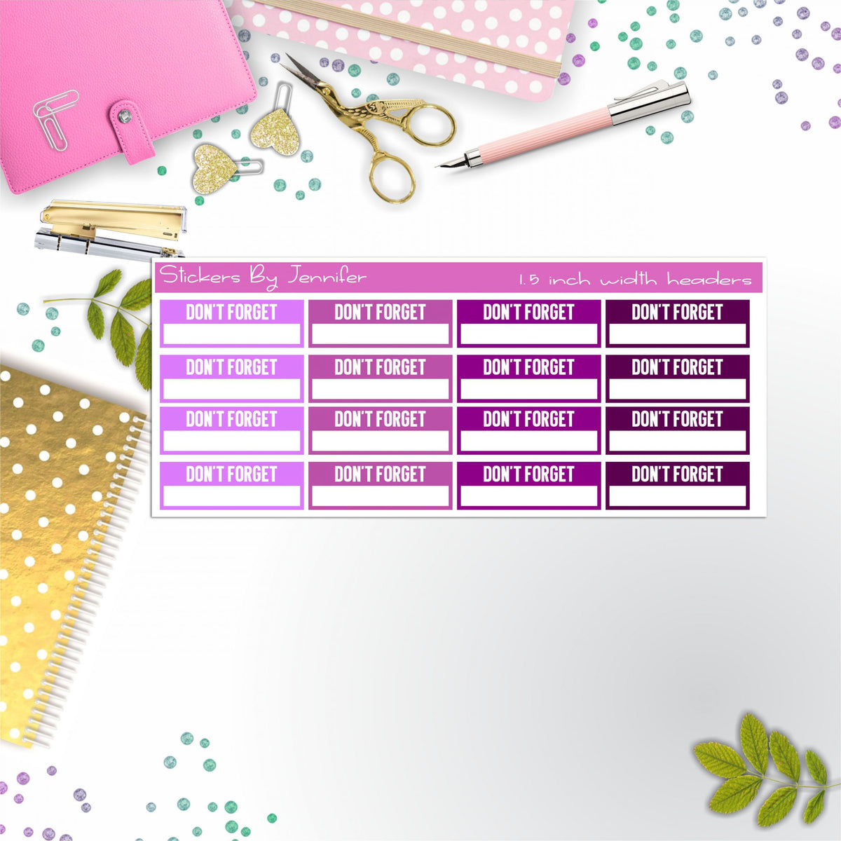Don't Forget Quarter Boxes Planner Stickers, Journal Stickers, Functional Planner Stickers, Stationary Stickers