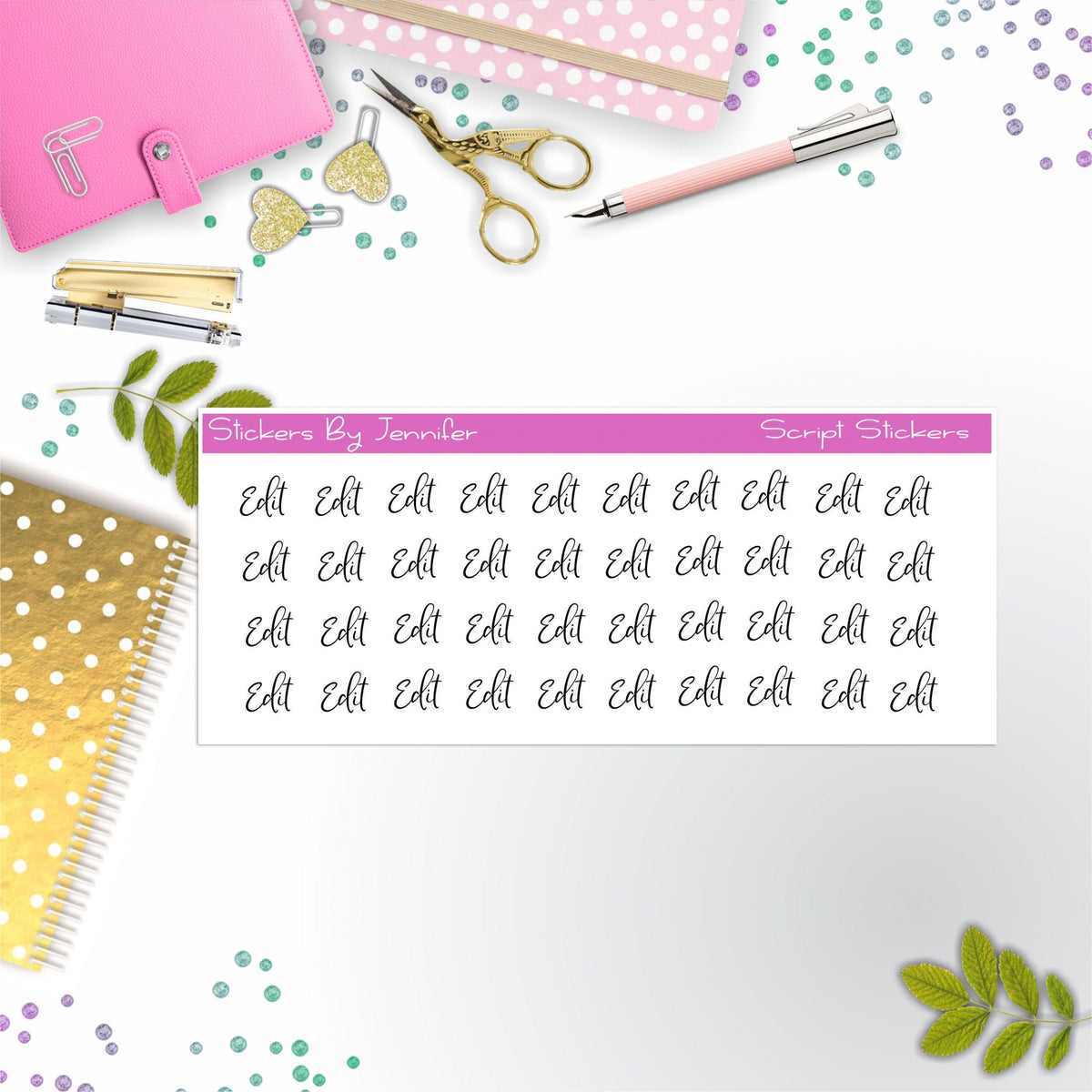 Edit Script Stickers, Typography Stickers, Planner Stickers, Journal Stickers, Functional Planner Stickers, Stationary Stickers
