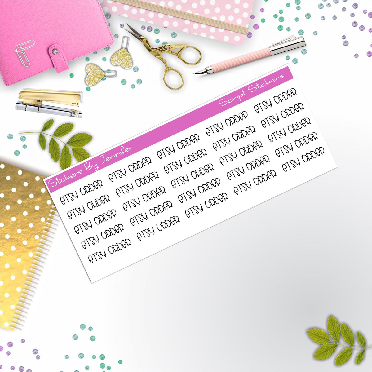 Etsy Order Script Stickers, Typography Stickers, Planner Stickers