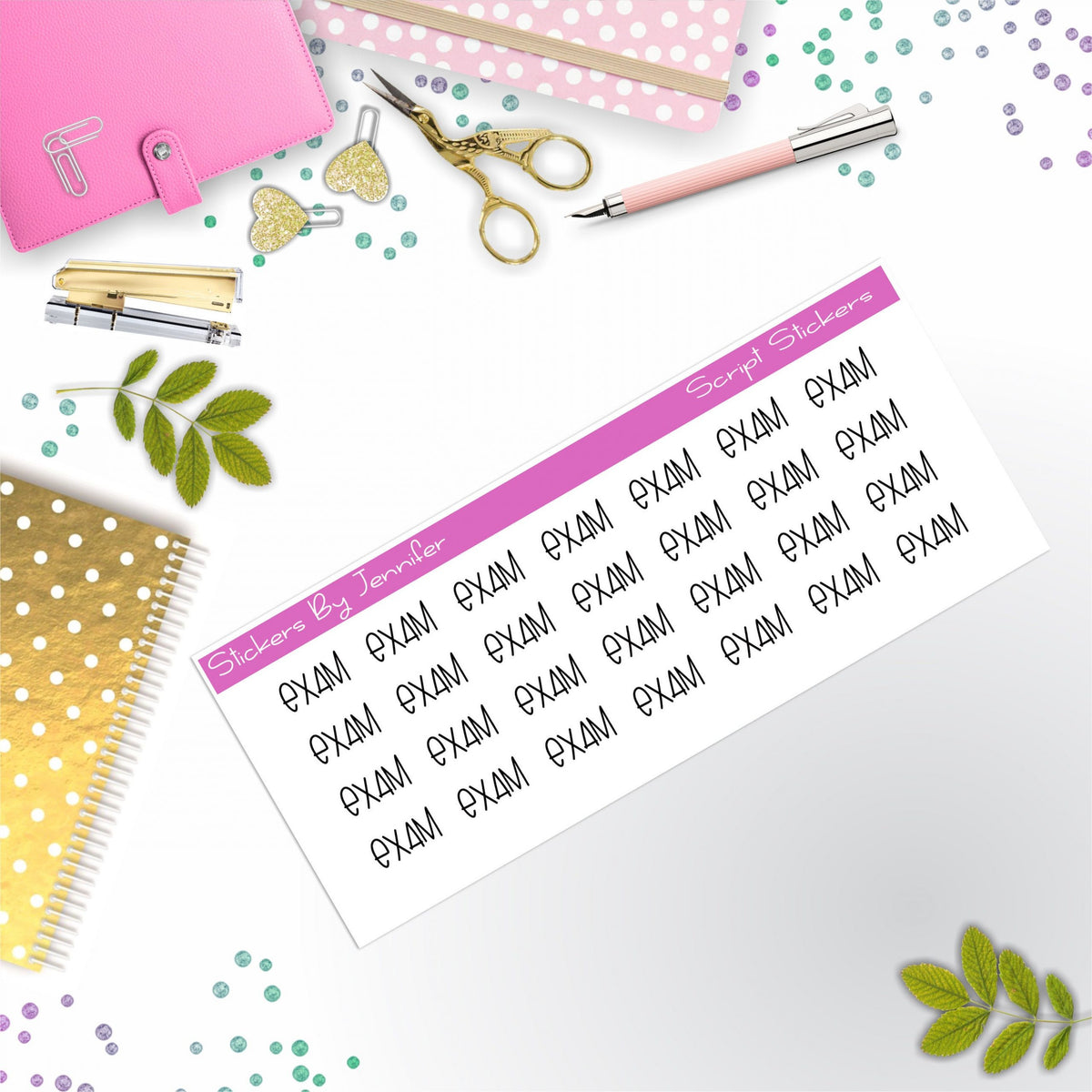 Exam Script Stickers, Typography Stickers, Planner Stickers, Journal Stickers, Functional Planner Stickers, Stationary Stickers