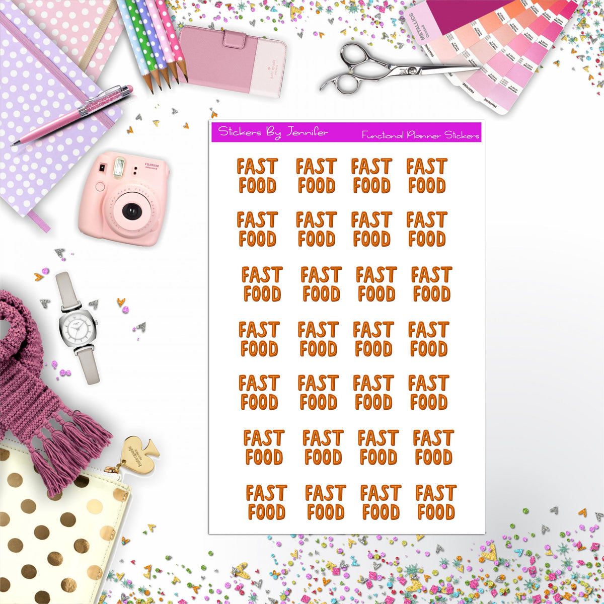 Fast Food Stickers, Planner Stickers, Journal Stickers, Functional Planner Stickers, Stationary Stickers