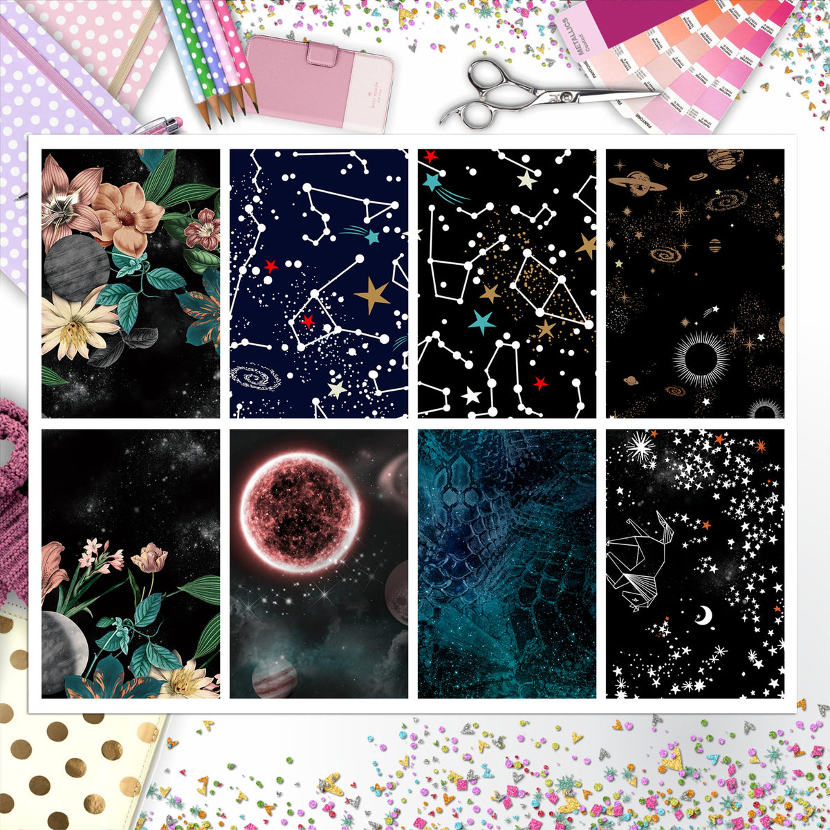 Floral Galaxy Full Box Big Happy Planner, Erin Condren, Classic Happy Planner