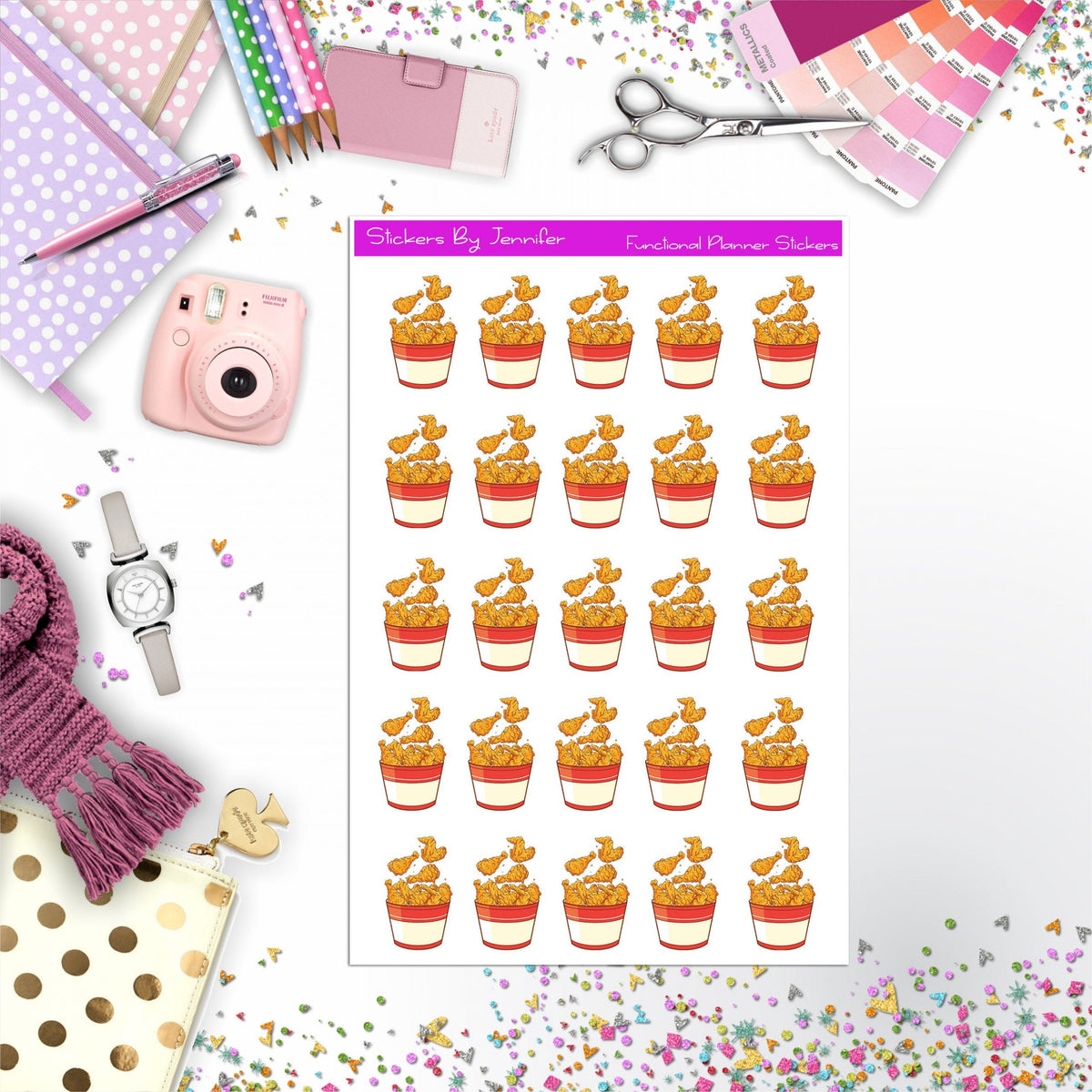Fried Chicken Planner Stickers
