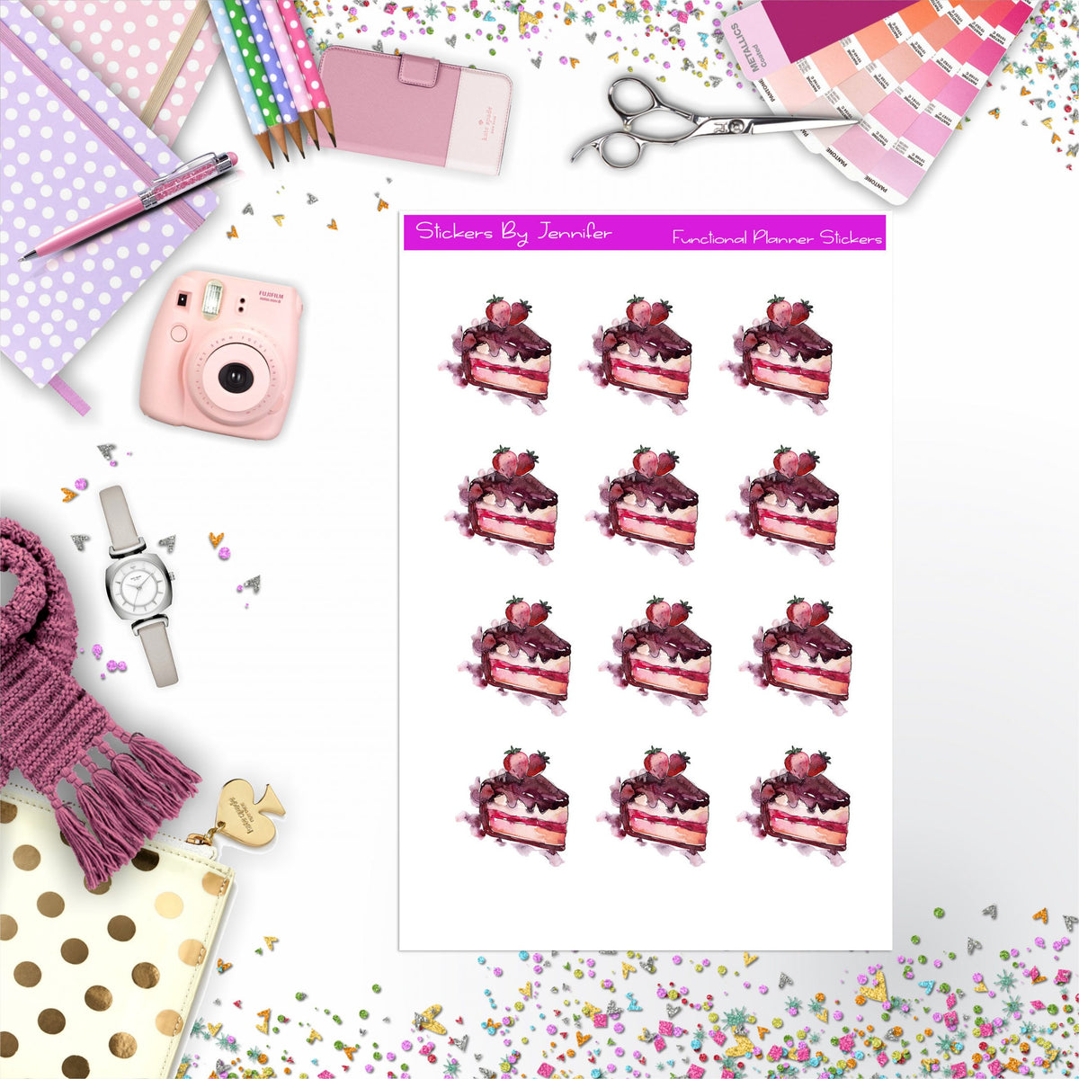 Fruit Cake Stickers, Planner Stickers, Journal Stickers, Functional Planner Stickers, Stationary Stickers