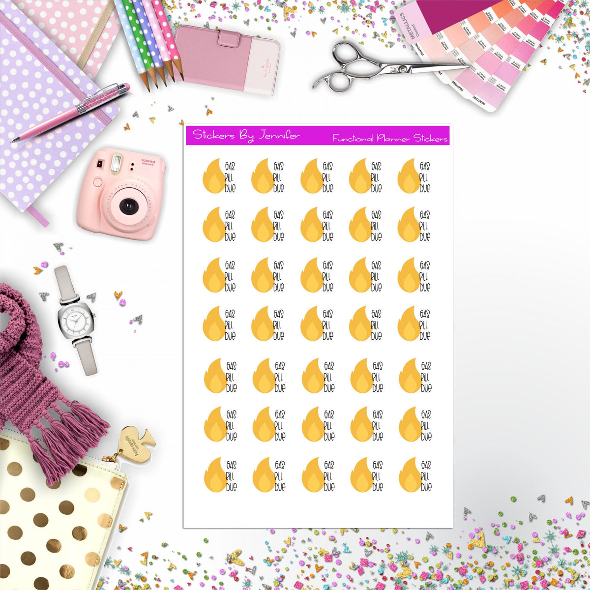 Gas Bill Due Planner Stickers