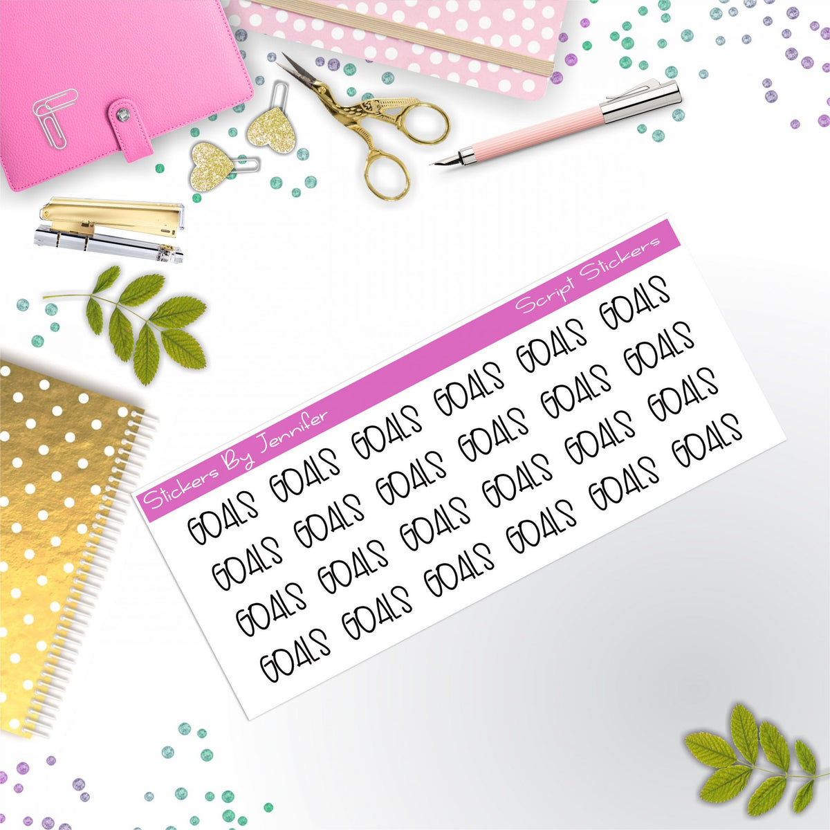 Goals Script Stickers, Typography Stickers, Planner Stickers, Journal Stickers, Functional Planner Stickers, Stationary Stickers