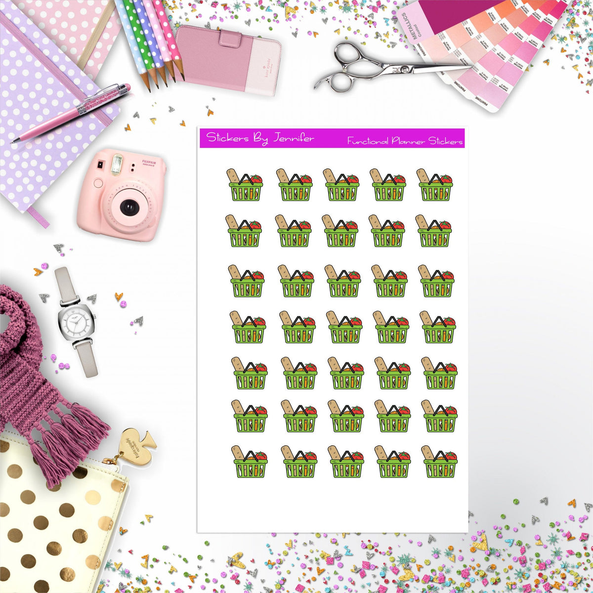 Grocery Stickers, Planner Stickers, Journal Stickers, Functional Planner Stickers, Stationary Stickers