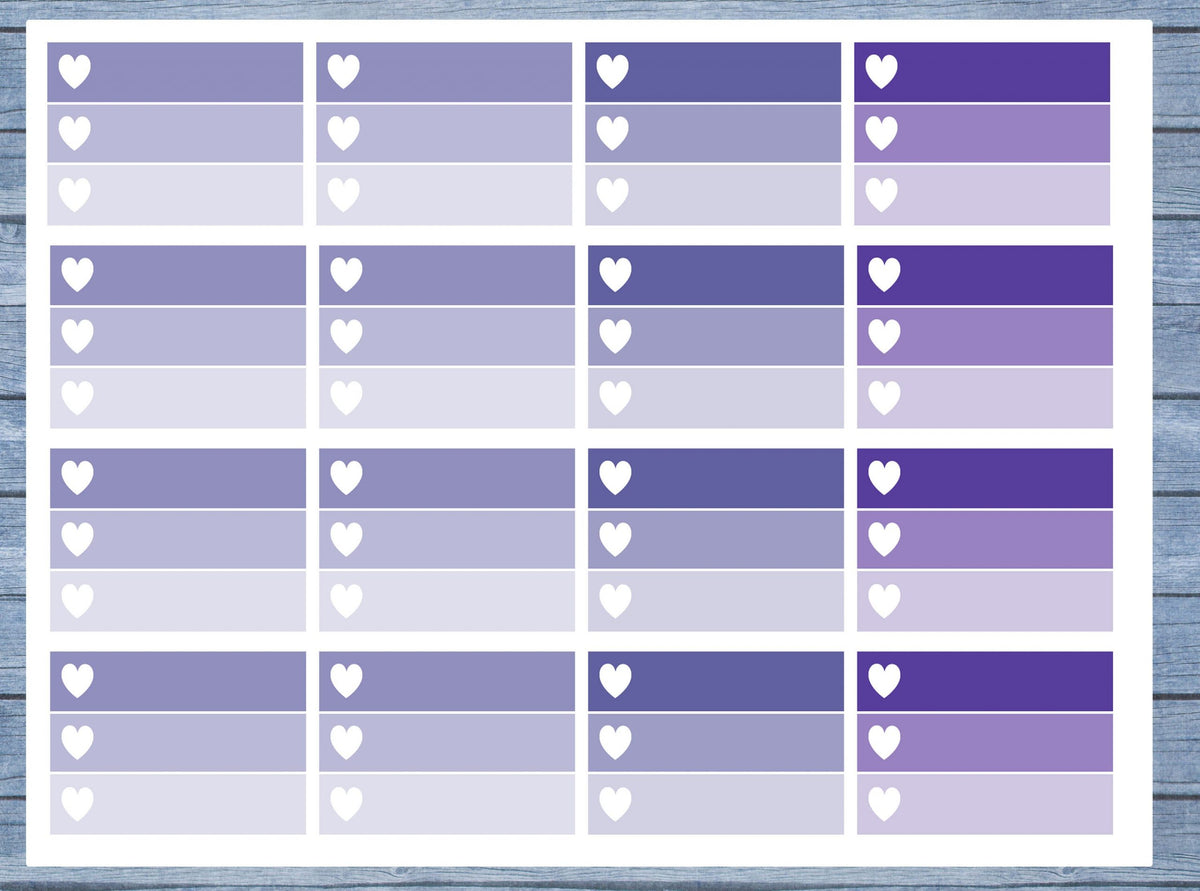 Half Box Planner Stickers, Ombre Full Box Planner Stickers, Planner Stickers, Ombre Heart Stickers, Personal Planner Stickers 001