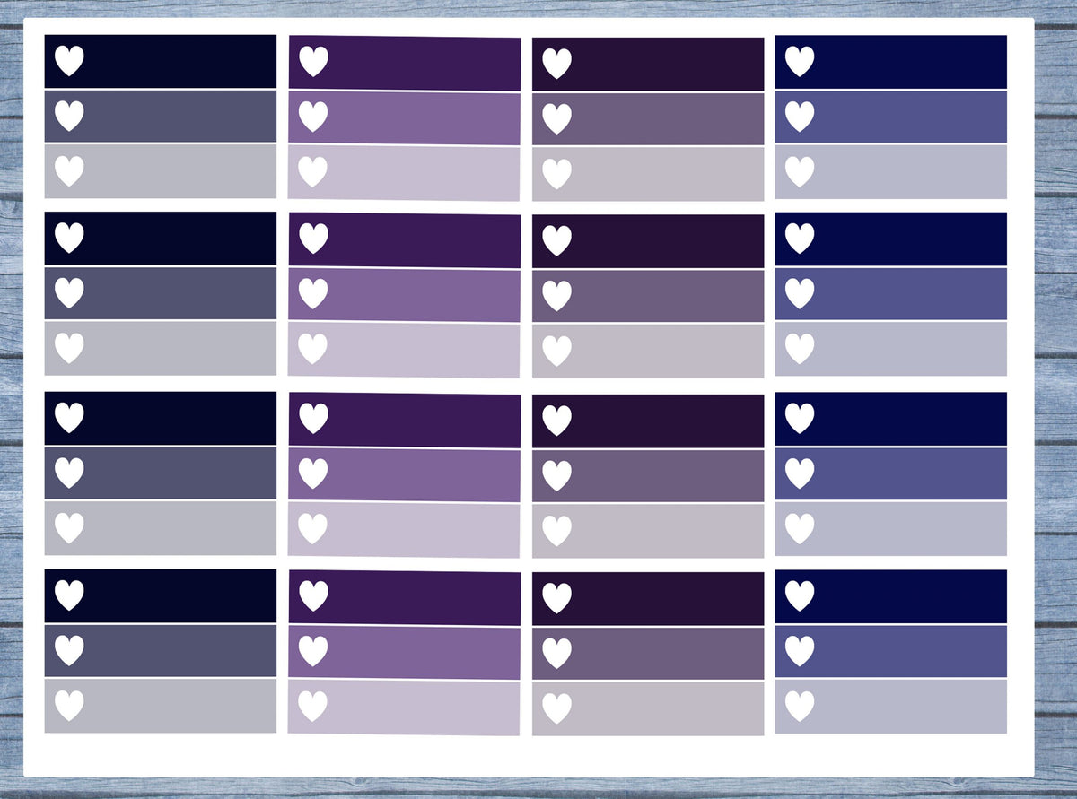 Half Box Planner Stickers, Ombre Full Box Planner Stickers, Planner Stickers, Ombre Heart Stickers, Personal Planner Stickers 002