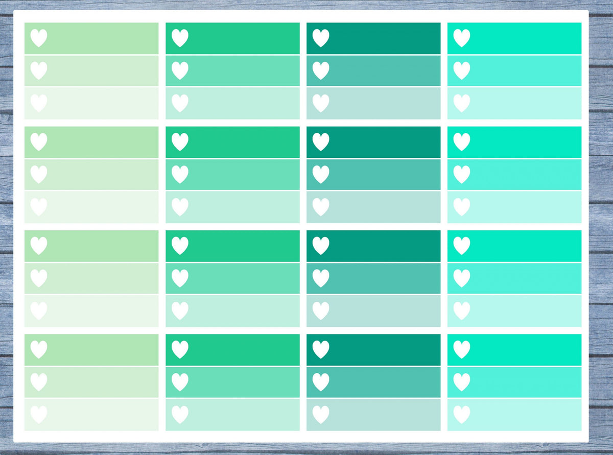Half Box Planner Stickers, Ombre Half Box Planner Stickers, Planner Stickers, Ombre Heart Stickers, Personal Planner Stickers 007