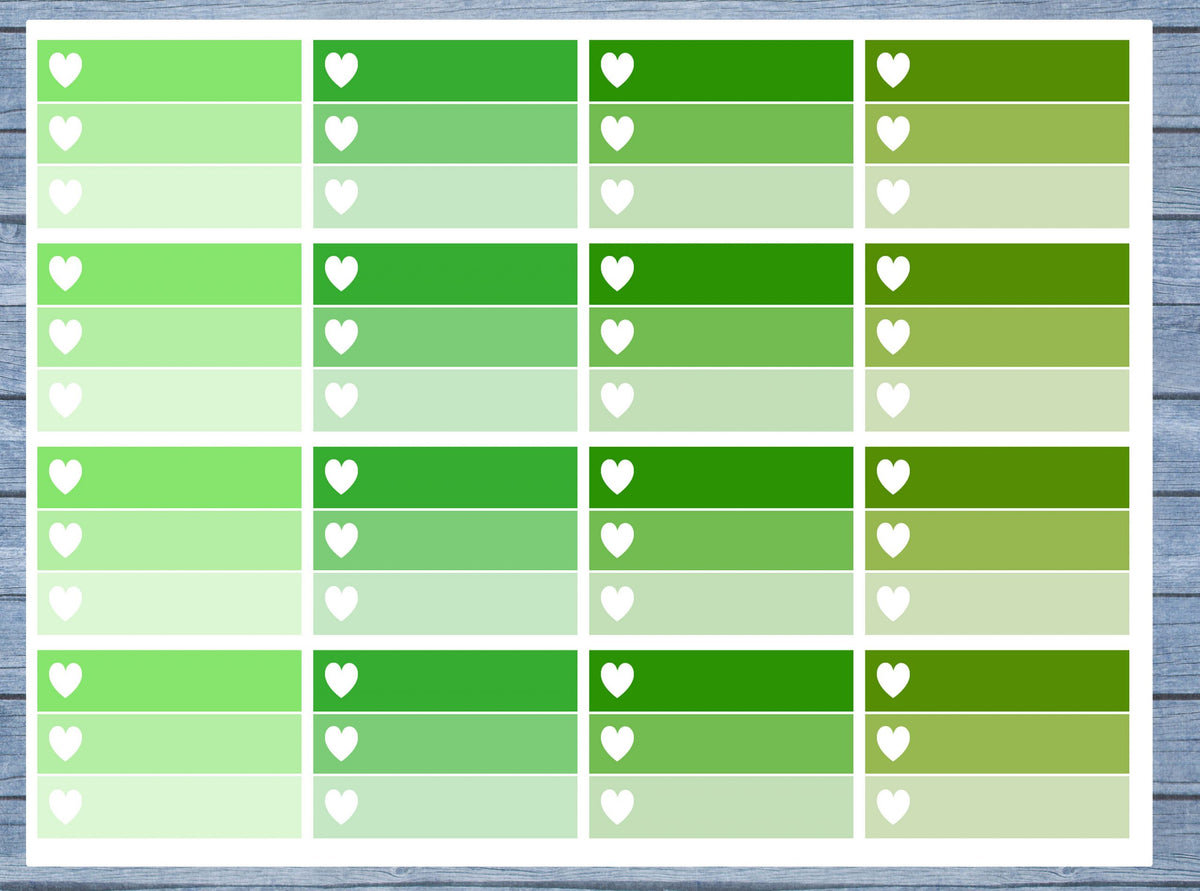 Half Box Planner Stickers, Ombre Half Box Planner Stickers, Planner Stickers, Ombre Heart Stickers, Personal Planner Stickers 009