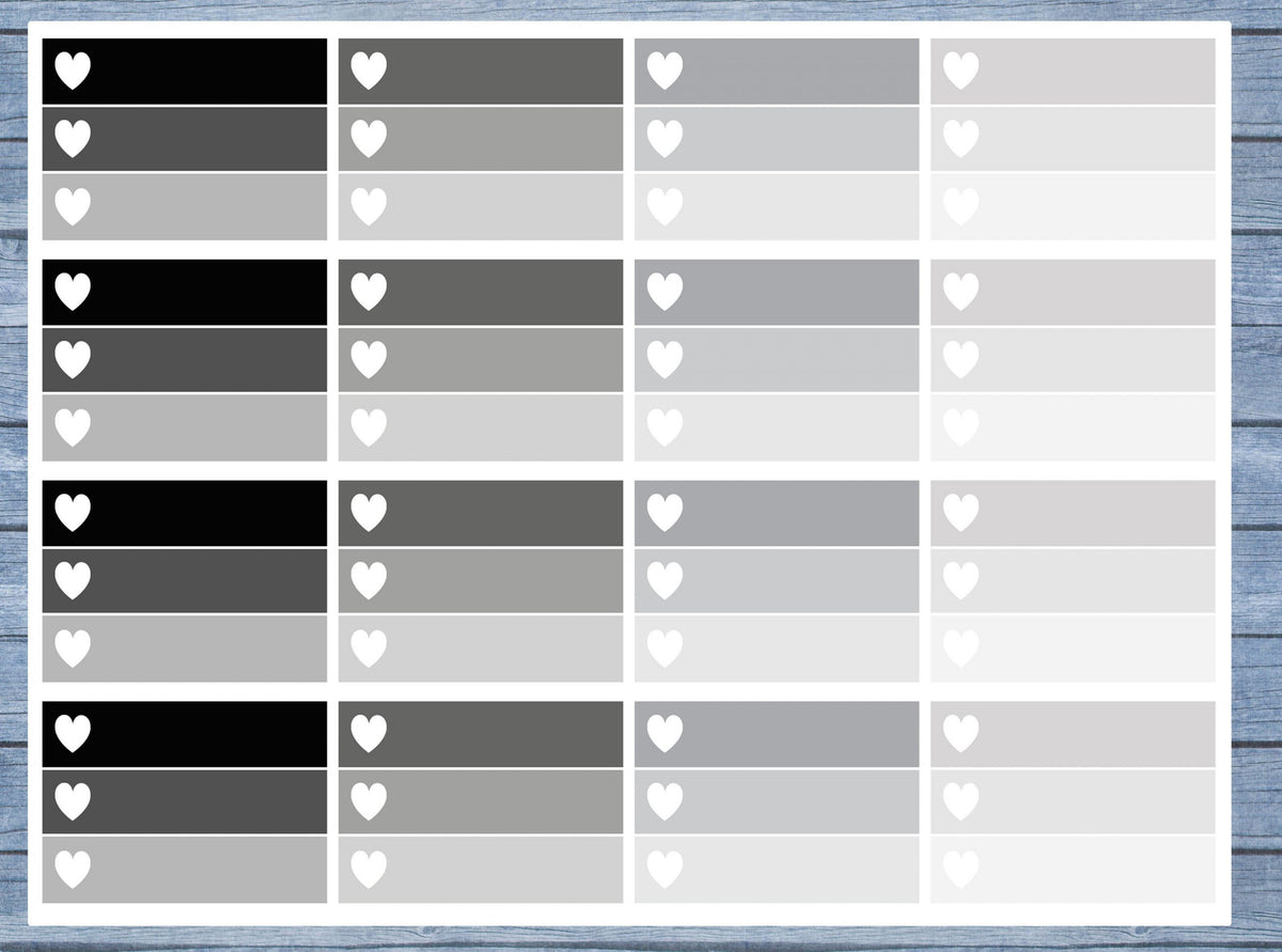 Half Box Planner Stickers, Ombre Half Box Planner Stickers, Planner Stickers, Ombre Heart Stickers, Personal Planner Stickers 026