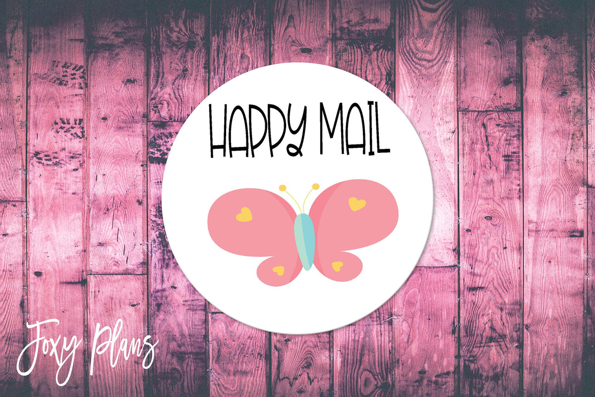 Happy Mail, Small Business Stickers, Circle Stickers, Stationary Stickers, Functional Planner Stickers, Envelope Stickers