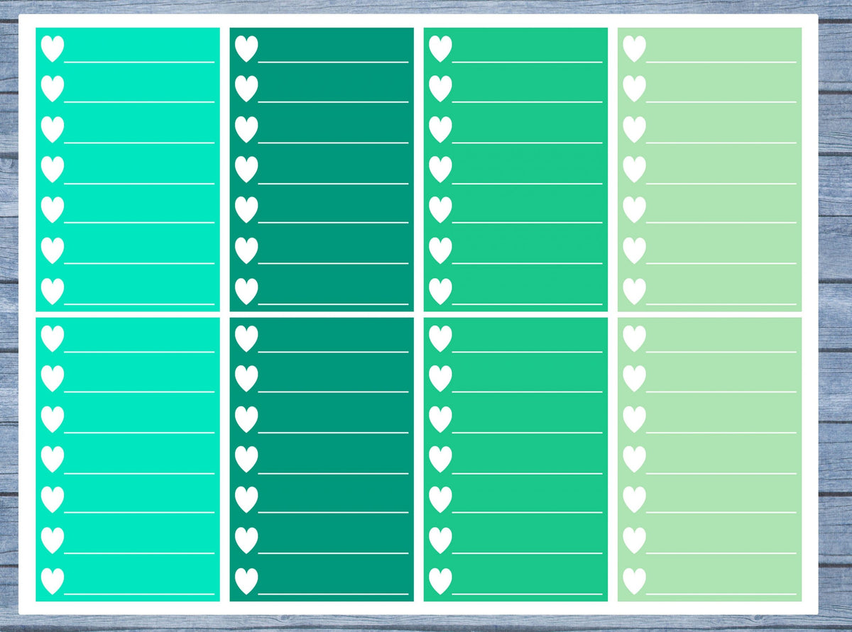 Hearts Lined Full Box Planner Stickers, Full Box Planner Stickers, Functional Planner Stickers, Journal Stickers, Stationary Stickers,