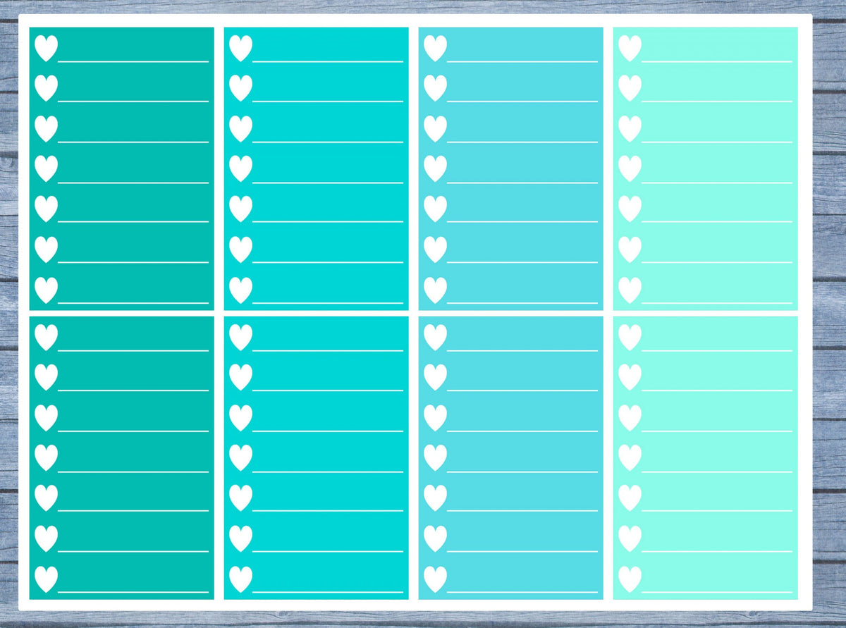 Hearts Lined Full Box Planner Stickers, Full Box Planner Stickers, Functional Planner Stickers, Journal Stickers, Stationary Stickers,