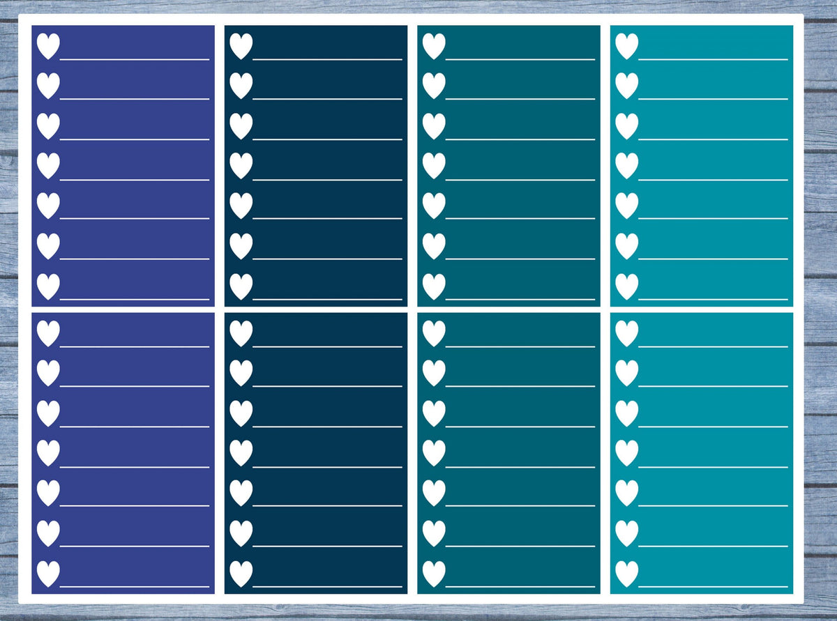 Hearts Lined Full Box Planner Stickers, Full Box Planner Stickers, Functional Planner Stickers, Journal Stickers, Stationary Stickers,
