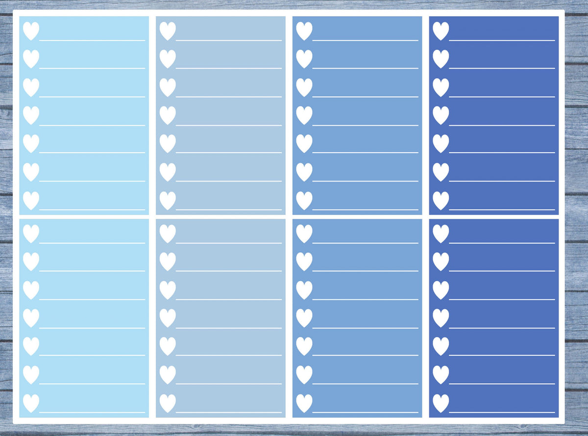 Hearts Lined Full Box Planner Stickers, Full Box Planner Stickers, Functional Planner Stickers, Journal Stickers, Stationary Stickers,