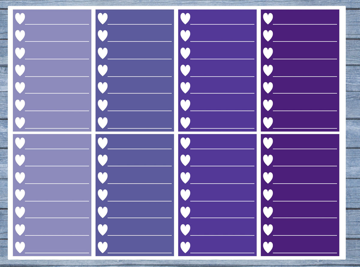 Hearts Lined Full Box Planner Stickers, Full Box Planner Stickers, Functional Planner Stickers, Journal Stickers, Stationary Stickers,