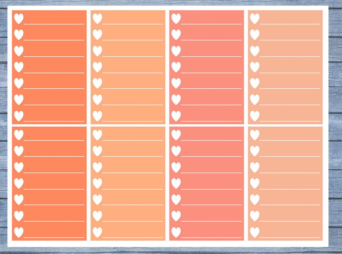 Hearts Lined Full Box Planner Stickers, Full Box Planner Stickers, Functional Planner Stickers, Journal Stickers, Stationary Stickers