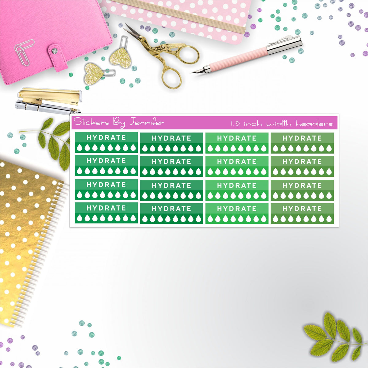 Hydrate Quarter Boxes Planner Stickers, Journal Stickers, Functional Planner Stickers, Stationary Stickers