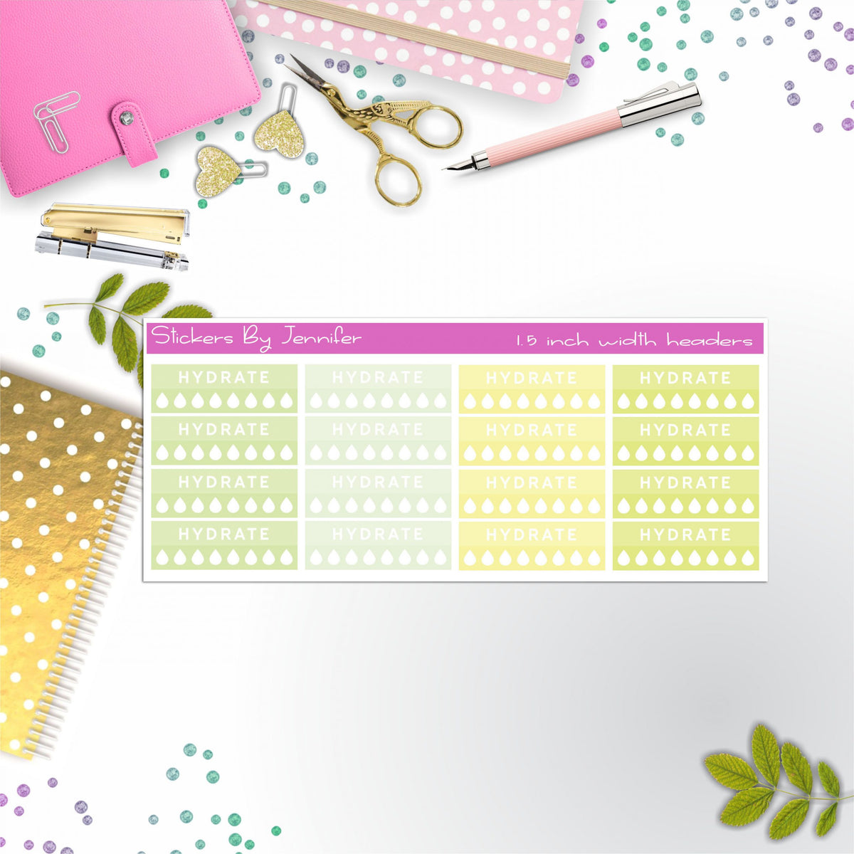 Hydrate Quarter Boxes Planner Stickers, Journal Stickers, Functional Planner Stickers, Stationary Stickers